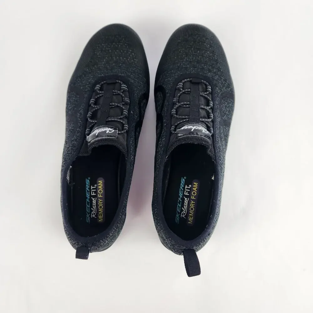 Skechers Relaxed Fit Air-Cooled Memory Foam Black Running Shoes 23028 US 8.5 B#1